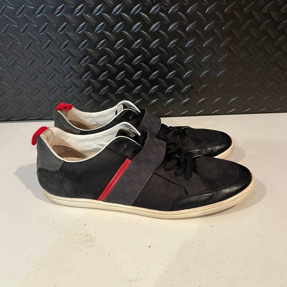 Louis Vuitton Waterline Damier Low Strap Trainer Sneakers Nubuck Black Mens Sz 7